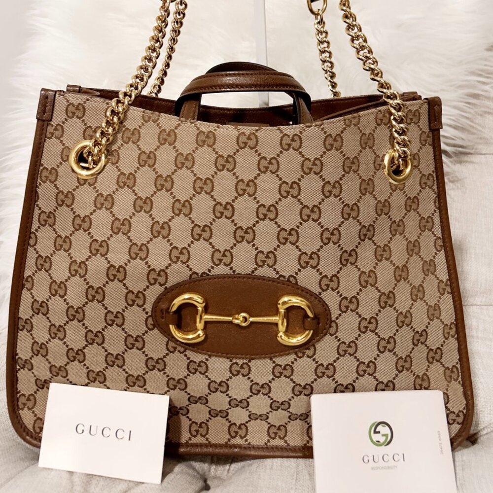 Gucci gg Monogram Horsebit 1955  Chain Tote